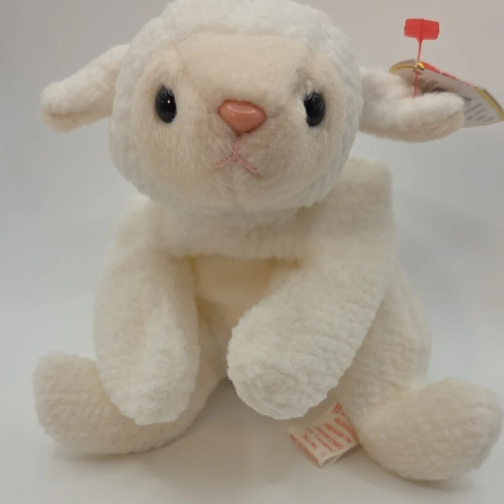 Ty Beanie Babies Spring Pair Squeeler The Pink Pig 1993 + Fleece The White Lamb